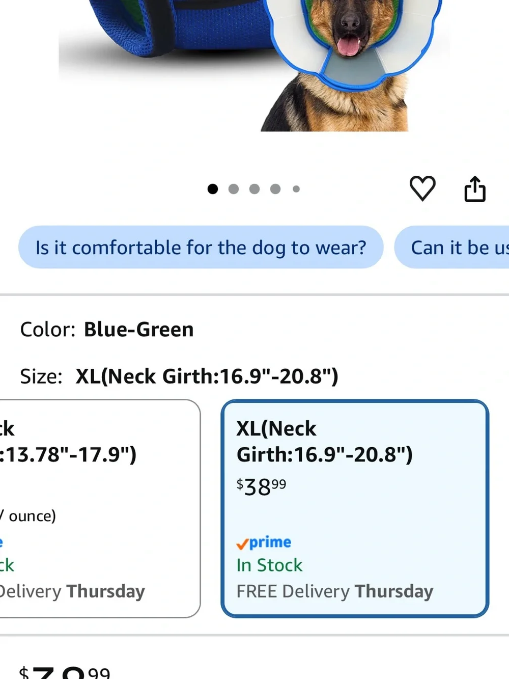 XL dog cone. Hard plastic. See images for sizing. - Picture 2 of 2